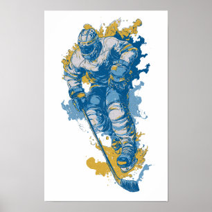 Póster Mascota de Hockey sobre Hielo en Negrita Deportes 