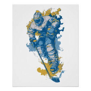 Póster Mascota de Hockey sobre Hielo Negrita Deportes de