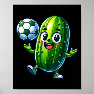 Póster Mascota de pepinillo de fútbol adorable caricatura