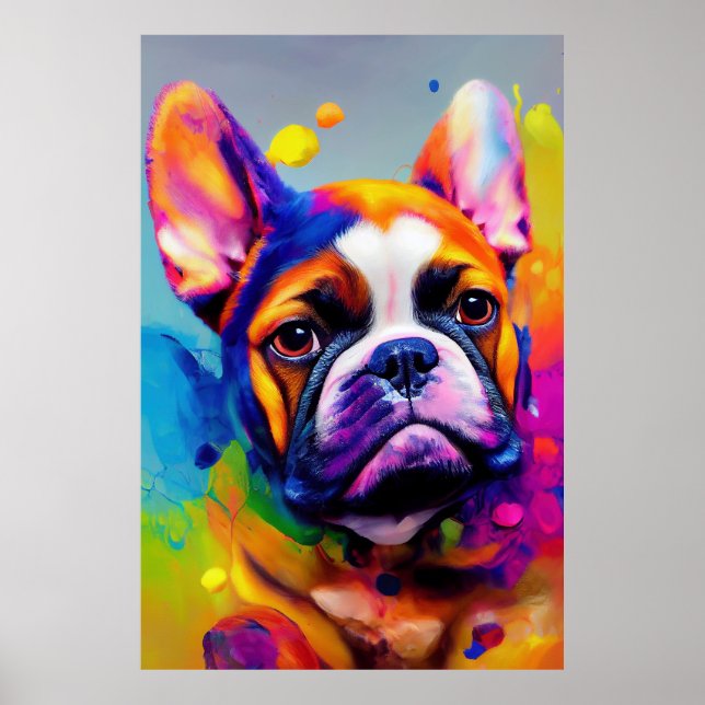 Póster Mascota de perro de Bulldog francés comete compues (Frente)
