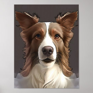 Póster Mascota de perro de color de borde retrato de esbo