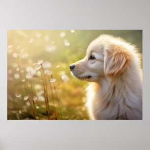 Póster Mascota de perro de Golden Retriever Animal Tranqu