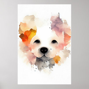 Póster Mascota de perro Naturaleza animal acuarela Pintur
