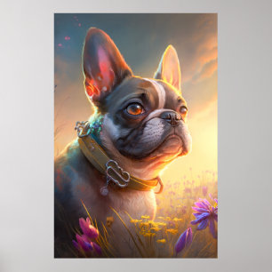 Póster Mascota de pintura de retratos de perros de Bulldo