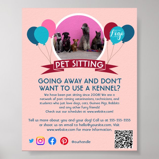 Póster mascota del caminante del perro mascota de sentado (Frente)