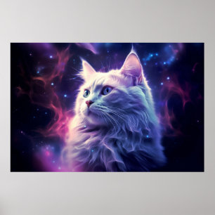 Póster Mascota del gato Animal Fantastico Galaxia Surreal