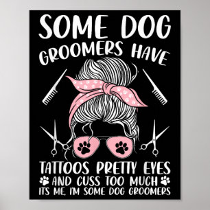 Póster Mascota Groomer Curioso Perro Que Cultiva Perros T