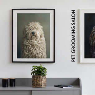 Póster Mascota Grooming Salon Boutique Komondor Retrato