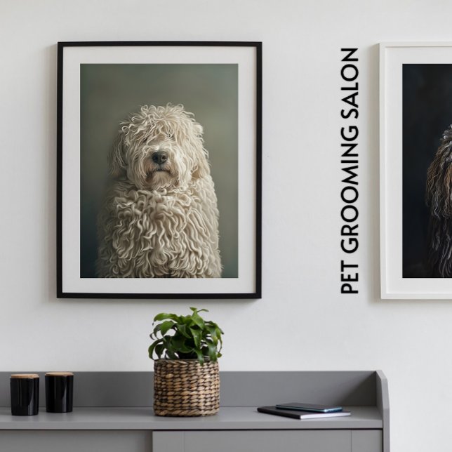 Póster Mascota Grooming Salon Boutique Komondor Retrato (Perfect For Business)