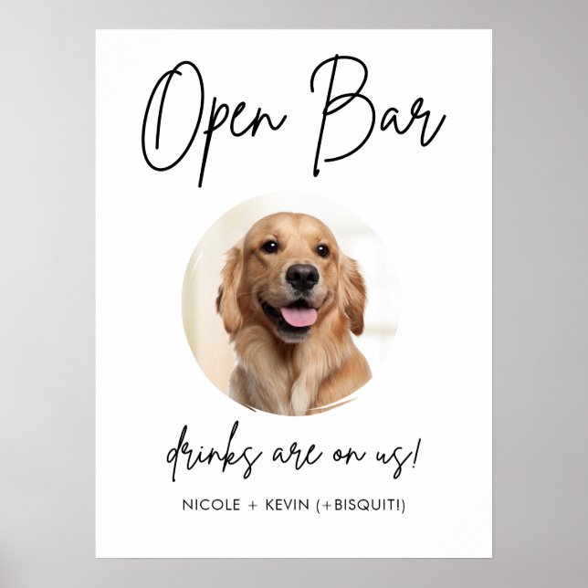 Póster Mascota Impreso Boda de perro Bar abierto Bebidas  (Frente)