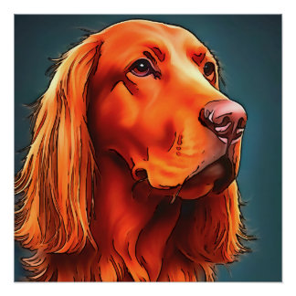 Póster Mascota irlandés retrato arte de contorno negro