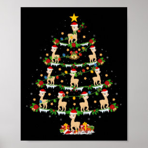 Póster Mascota Nochebuena Animal enciende árbol de navida
