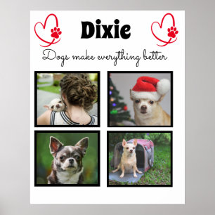 Póster mascota personalizado amante del perro 4 collage d