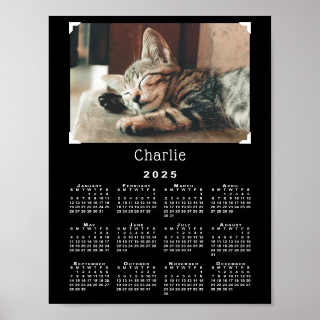 Póster Mascota personalizado Foto y nombre 2025 Calendari (Frente)