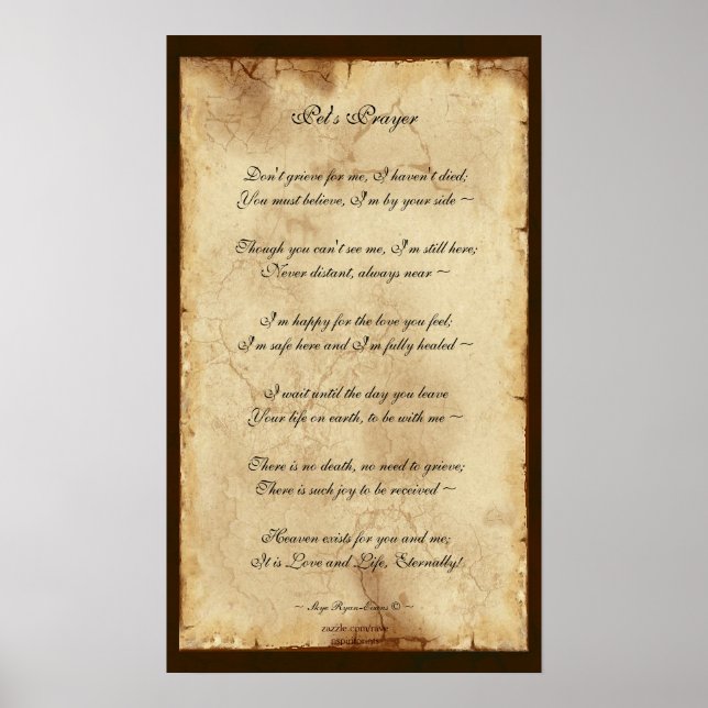 Póster "Mascota Prayer", Poster de pergamino conmemorativ (Frente)