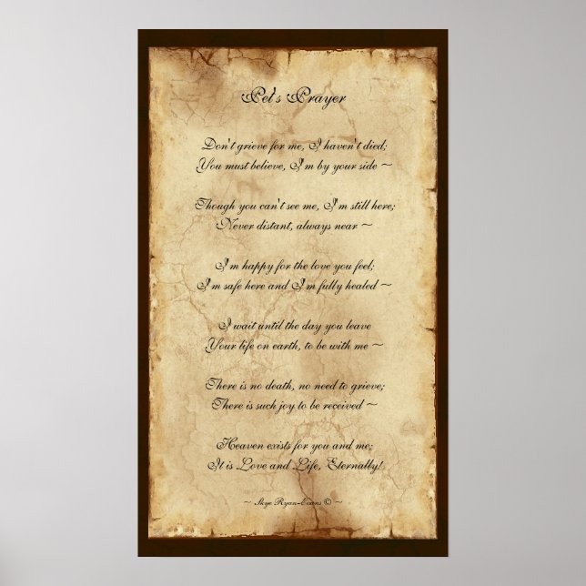 Póster "Mascota Prayer", Poster de pergamino conmemorativ (Frente)