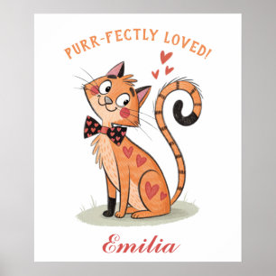 Póster Mascota raro y juguetón gato - Doodle lindo Bowtie