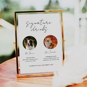 Póster Mascota Signature Bebe un cóctel de bar de perro c