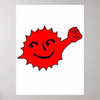 Póster Mascota Sol Rojo Alegre