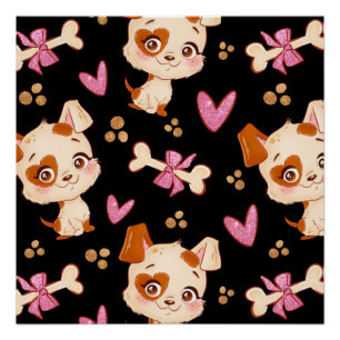 Póster Mascotas de patrones adormecidos tontos graciosos