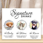 Póster Mascotas Firma Bebidas Personalizado 3 Boda de fot<br><div class="desc">¡Cócteles de firma de tus mascotas! Incluya su mejor perro, mejor gato y cualquier mascota en su boda con su propio bar de bebidas. Perfecto para los amantes del perro, y un bar especial para perros será un éxito para su boda. Blanco sencillo pero elegante con hojas de eucalipto. Personalizar...</div>