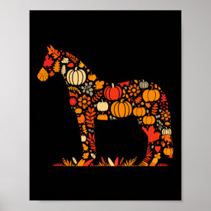 Póster Masculino de la Calabaza de Otoño Cae Caballo de A