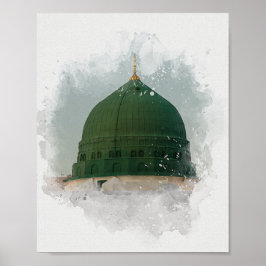 Póster Masjid An-Nabawi ilustracion de acuarela Islamic P