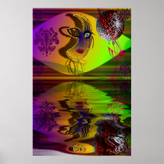 Póster Mask Mardi Gras Trompe l'oeil-V-2 R