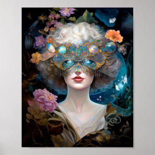 Póster Masked Lady Fantasy Art