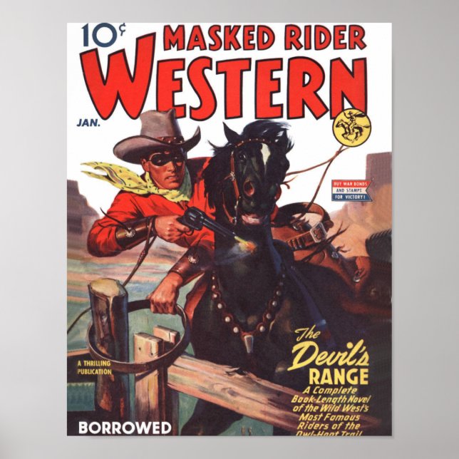 Póster Masked Rider Western Enero de 1944 (Frente)