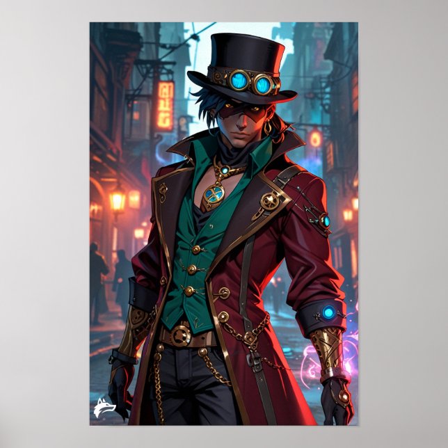 Póster Masked Steampunk Gentleman – Charisma and Shadows  (Frente)