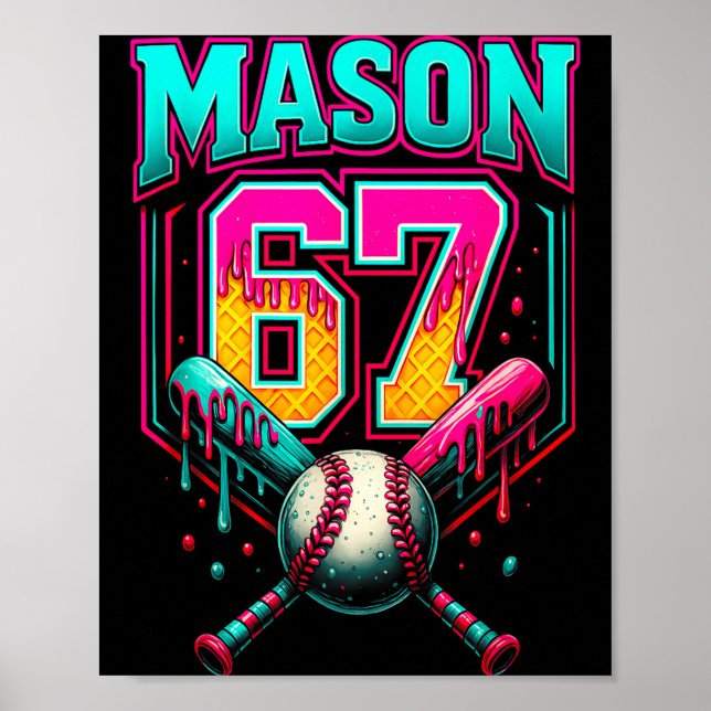 Póster Mason 67 Funny Ice Cream Drip Baseball Ice Cream D (Frente)