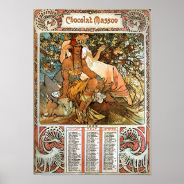Póster Masón de chocolate de yuveau vintage Art Nouveau J