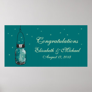 Póster Mason Jar and Fireflies Banner