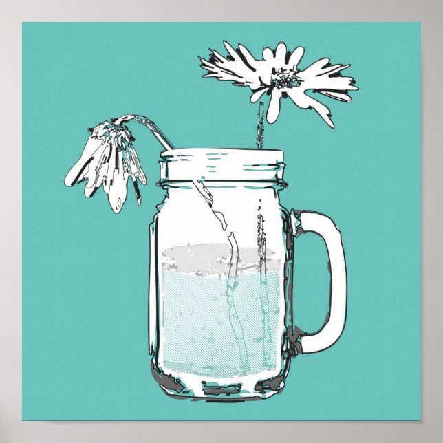 Póster mason jar daisies (Frente)