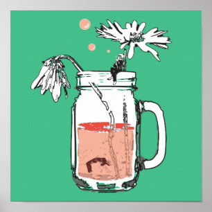 Póster mason jar daisy ahogwns