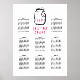 Póster Mason Jar & Pink Heart Boda