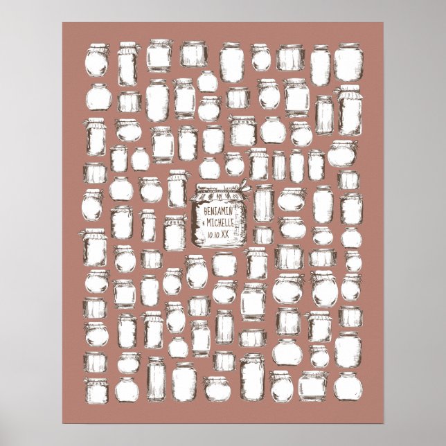 Póster Mason Jars - 100 Signature Guest Book Alternative (Frente)