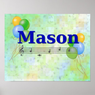 Póster Mason Musical Name Nursery Room Poster