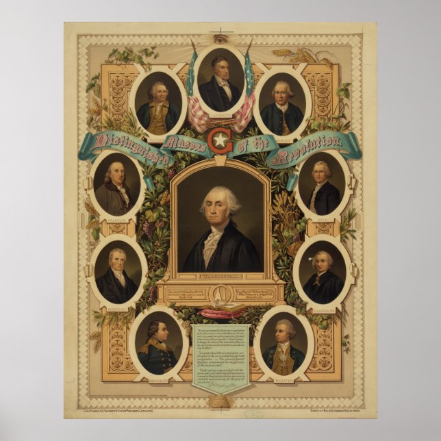 Póster Masones distinguidas de la revolución estadouniden (Frente)