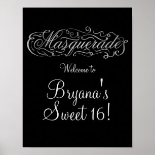 Póster MÁSQUERADE Plata y cualquier signo de bienvenida d
