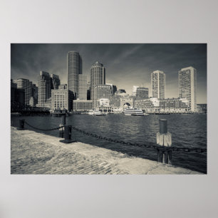 Póster Massachusetts, Boston, edificios de Rowe's Wharf
