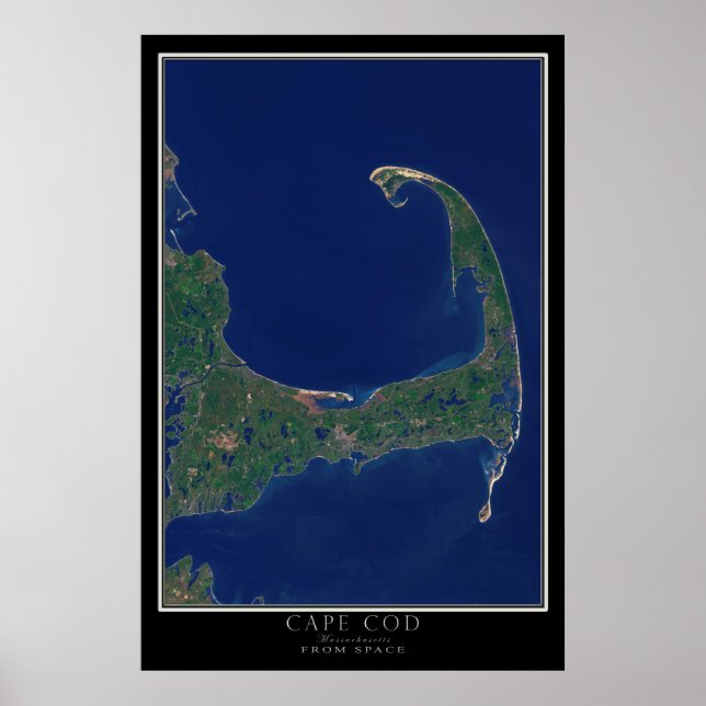 Póster Massachusetts de Cape Cod desde el mapa de satélit (Frente)