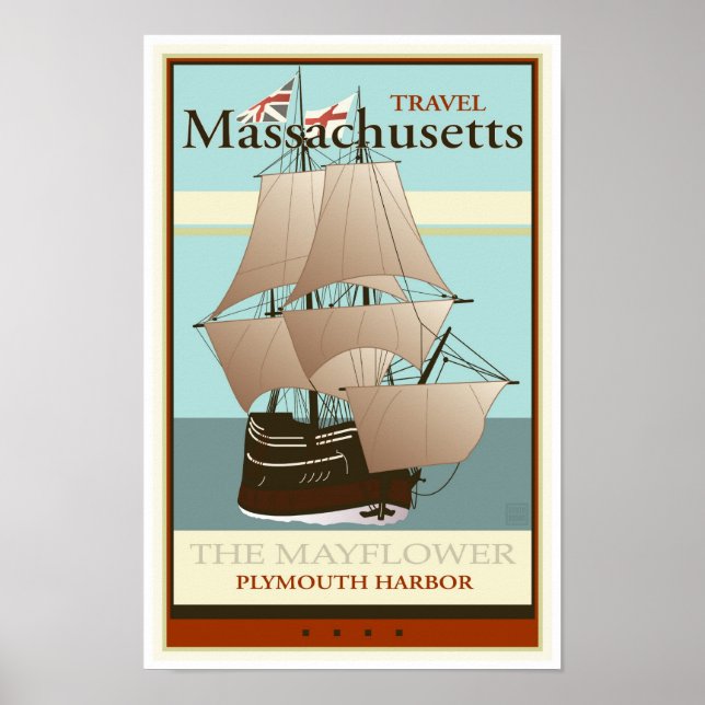 Póster Massachusetts de viajes (Frente)