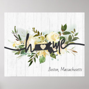 Póster Massachusetts Estado Personalizado Hogar Ciudad Rú