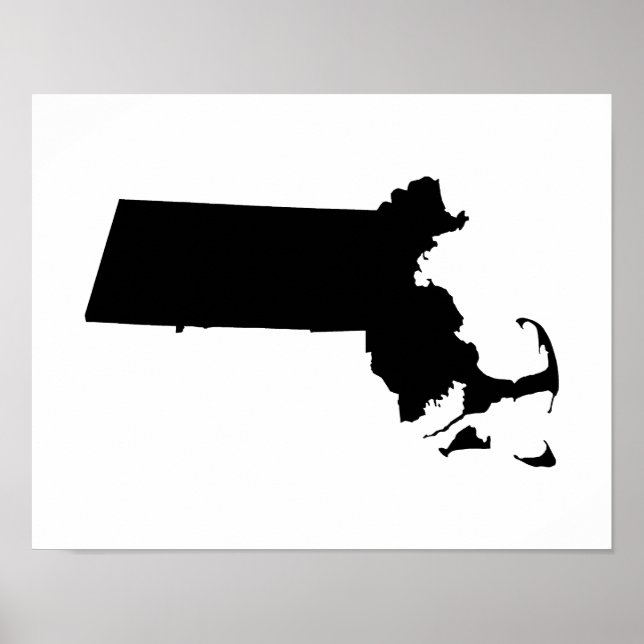 Póster Massachusetts minimalistas en negro (Frente)