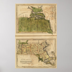 Póster Massachusetts, Rhode Island