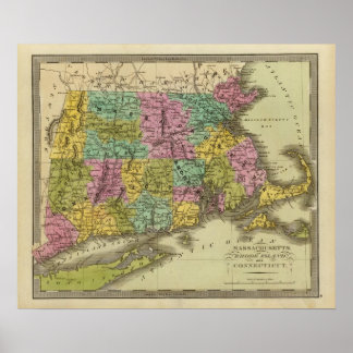 Póster Massachusetts Rhode Island And Connecticut 2