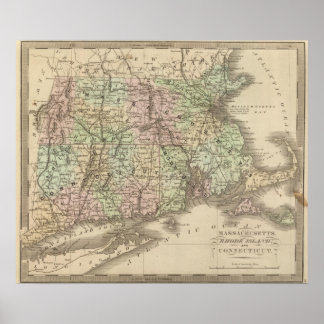 Póster Massachusetts, Rhode Island y Connecticut