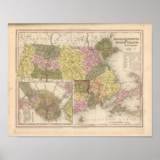 Póster Massachusetts Y Rhode Island